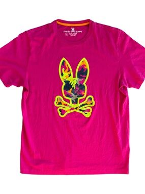 Psycho Bunny Men’s Fuchsia Hot Pink Camo Graphic T-Shirt Size: 7 (XL)